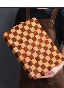 Tabla de Cortar de Madera Maciza Gruesa con Diseño a Cuadros, Tabla de Cortar de Madera de Extremo para Carnicería, Alimentos, Carne, Frutas, Pan, Huesos, Verduras, Tabla de Cocina - Product Image 3