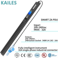 KAILES(KLS) K55 ZA Série PDU gérée intelligente 32A 200-240VAC 24 prises NBR + Interface réseau d'instruments entièrement intelligente
