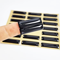 Etiqueta Adhesiva de Resina Negra Personalizada de Alta Calidad, Resistente al Agua, con Cristal 3D Rectangular, Etiqueta Adhesiva con Logotipo en Relieve