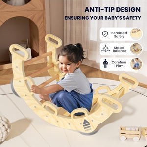 Structure de jeu d'escalade en bois Montessori CZFIT Arc-en-ciel pour enfants, avec échelle, balançoire et toboggan, pour l'intérieur - Product Image 5