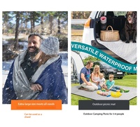 Tapis de pique-nique portable pliable imperméable durable léger en velours, couverture de camping extérieure épaisse et chaude, anti-humidité