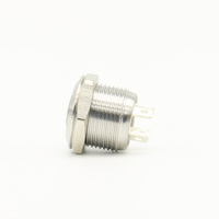 Interrupteur à bouton-poussoir momentané en acier inoxydable 1NO, ultra-court, étanche IP67, micro-course, 16mm 19mm 22mm
