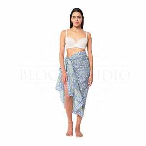 Pareo de Algodón con Estampado Étnico Hecho a Mano para Mujer, Ligero, para Usar como Cubrebañador, para la Playa y Vacaciones de Verano - Product Image 3