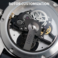 Montres automatiques à cadran décalé avec logo personnalisé OEM ODM, boîtier en acier inoxydable, montre de luxe à la mode pour hommes