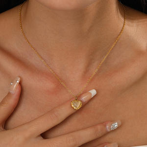 Kalung <span class=keywords><strong>Opal</strong></span> Hati Indah baja tahan karat trendi desain sederhana kalung perhiasan berkelas - Product Image 3