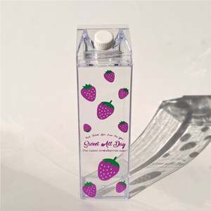 BPA Free <b>1L</b> 17Oz Minimalist Party Drinkware Reusable Acrylic Milk Carton <b>Water</b> <b>Bottle</b> Leak-Proof Dishwasher Safe - Product Image 2