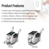 Nouveau portable 2in1 diodo pico laser détatouage/depiladora diode laser épilation machine