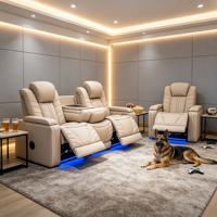 Canapés inclinables électriques modernes et minimalistes avec haut-parleur Bluetooth et éclairage d'ambiance LED pour salon et mobilier de maison