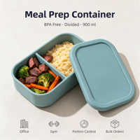 Boîte à repas en silicone sans BPA avec compartiments pour la préparation des repas, idéale pour les bureaux, les salles de sport et les commandes en gros