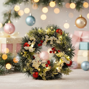 Christmas Decoration Cotton <strong>Wreath</strong> Vine Scene Arrangement <strong>Door</strong> Hanging Decorative Items New Glowing Window Display <strong>Hangers</strong> - Product Image 1