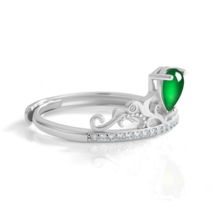S925 <b>silver</b> <b>set</b> with natural A-grade jadeite emerald green crown <b>ring</b>, ice-grade jadeite women's <b>ring</b>, adjustable design - Product Image 2