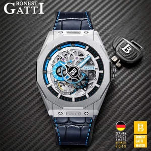 Montre mécanique pour homme de marque BG7601-B, montre automatique de luxe étanche en cuir, montres de sport en caoutchouc pour homme - Product Image 5