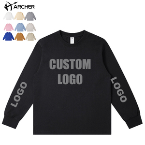 Archer, venta al por mayor, camisas de algodón de 230G para hombre, ropa de calle, <span class=keywords><strong>camiseta</strong></span> de manga larga con logotipo personalizado de alta calidad para Unisex - Product Image 1