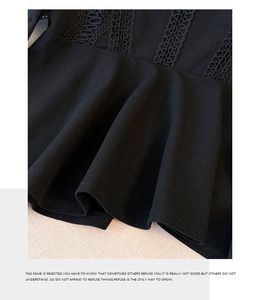 ANSZKTN camicetta da donna in <span class=keywords><strong>pizzo</strong></span> impiombato con polsino svasato con colletto alla coreana nero alla moda gotica - Product Image 6