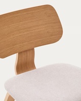 Chaise de salle à manger scandinave pour salon, mobilier moderne en bois, chaise en bois d'hévéa de style mid-century avec coussin en chenille beige