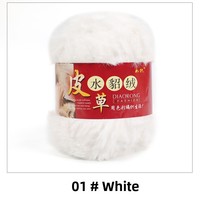 Gros cheveux longs Imitation vison corail polaire écharpe fil chapeau tricot à la main Kit de matériel avec motifs teints boules de fil de fourrure
