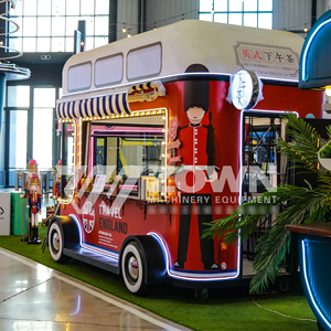 Carrito de Comida Móvil Eléctrico de Dos Pisos Rojo con Diseño de Bandera Británica, Estilo Camión de Comida, con Luces LED, para Café y Té - Product Image 3