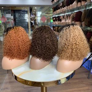 Perruque en cheveux Remy avec closure en dentelle 4x4, perruque courte bouclée de luxe, 14 pouces, bonne qualité pour femmes - Product Image 5