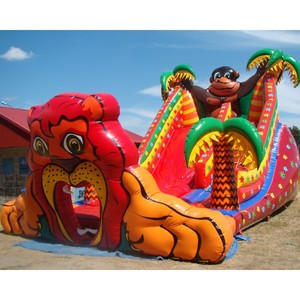 Castillo Inflable con Tobogán, Temática de León y Mono de la Selva, Castillo Inflable de Animales de Dibujos Animados para Fiestas Infantiles, Alquiler Comercial - Product Image 2