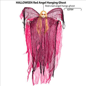 Décoration Suspendue Sorcière d'Halloween, Lumineuse et Activée par la Voix, Effrayante, Ange Fantôme Rouge, Accessoires Sinistres pour Fête à la Maison - Product Image 3