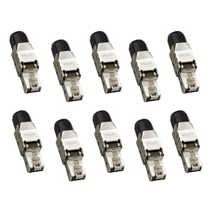 Paquete de 10 Conectores Ethernet <span class=keywords><strong>STP</strong></span> Cat6A RJ45 Blindados, Conector Modular sin Herramientas, Conector <span class=keywords><strong>STP</strong></span> sin Herramientas - Product Image 1