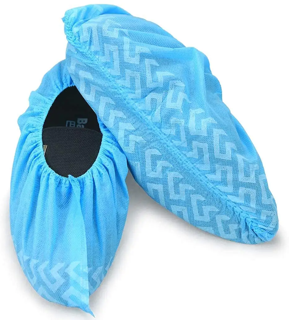 Unisex mavi tek kullanımlık tıbbi PP ayakkabı olmayan dokuma galoş nefes toz geçirmez kaymaz PPE ayakkabı kapağı kapakları