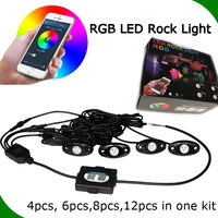 RGBW App Control Led Rock Lights 8 Pods 12 Pods Iluminación para coche Barco Cubierta Luz