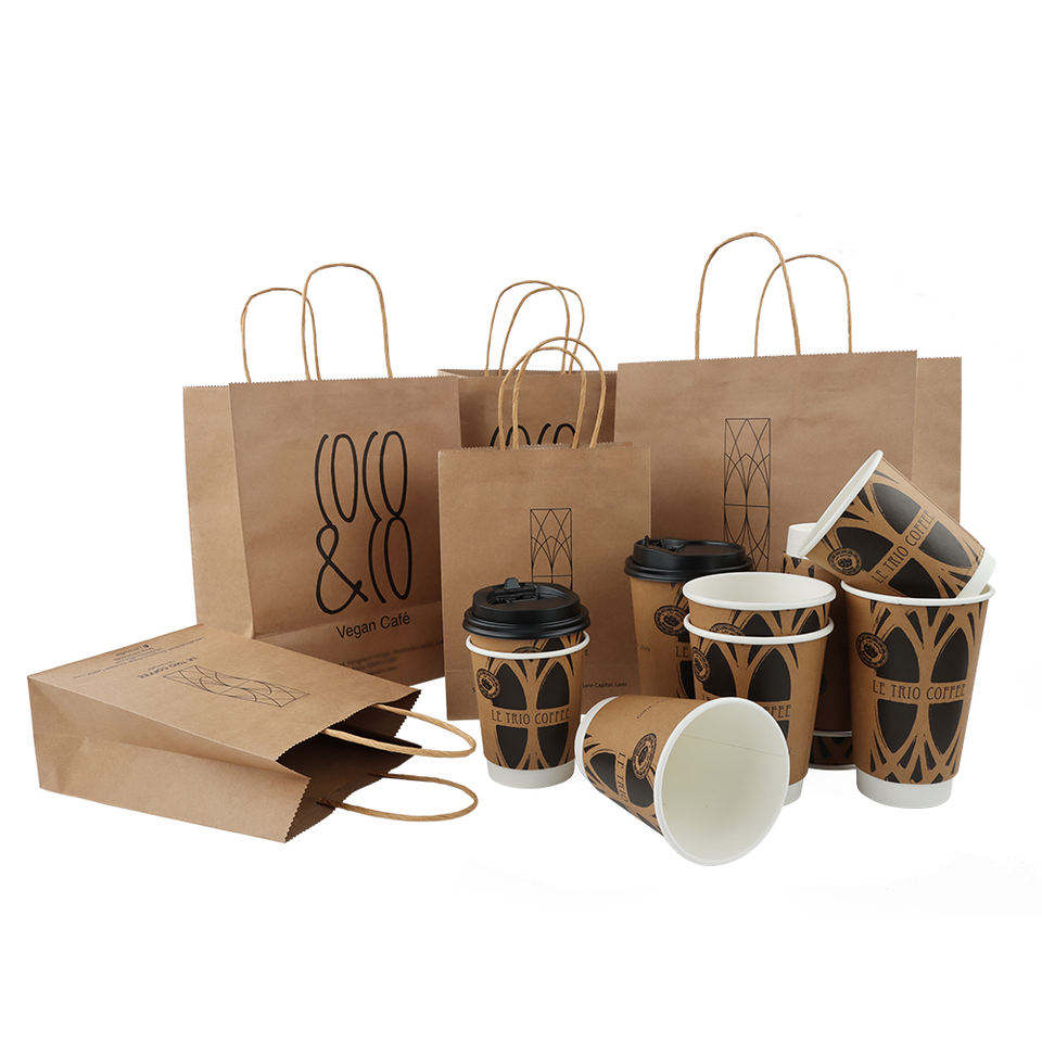restaurant packaging Wholesale Customize Shopping Kraft Paper Bag Gift Packaging for Supermarket