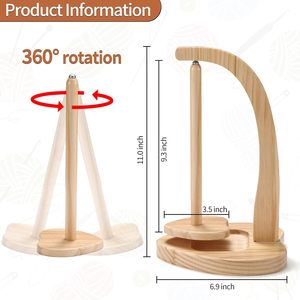 Support de fil magnétique en <span class=keywords><strong>bois</strong></span>, <span class=keywords><strong>potence</strong></span> de fil verticale, rotation douce, surface de vernis durable, support de fil parfait pour le tricot - Product Image 4