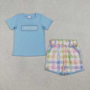 Conjunto de 2 Piezas RTS Boutique I LOVE MOM para Bebé Niño, Camiseta y Pantalones Cortos de Algodón y Spandex con Estampado, Estilo Casual para Primavera/Otoño, Tela de Lana Peinada - Product Image 4