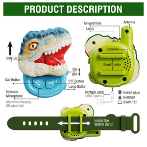 Reloj de Pulsera con Forma de Dinosaurio, Walkie-Talkie, Paquete de 2, Recargable, Juegos Interactivos para Niños al Aire Libre, Walkie-Talkie de Largo Alcance con Luz - Product Image 4