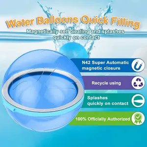 Balão de água reutilizável e reutilizável, balão de água magnético reutilizável com vedação automática de silicone, recarregável e reutilizável