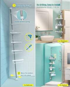 Estante Esquinero de Baño de Acero Inoxidable Blanco Personalizado de 4 Niveles, Organizador Colgante para Ducha - Product Image 2