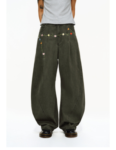 กางเกงวอร์มกันลมผ้าโพลีเอสเตอร์สำหรับผู้ชายกางเกงวอร์มทรงหลวมมีซิปด้านข้างสีดำแบบกำหนดเอง - Product Image 1