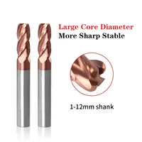 Fraise à bout arrondi en carbure monobloc BOSSL HRC55, 4 dents, revêtement TiAlN, en carbure de tungstène-cobalt, pour usinage de l'acier
