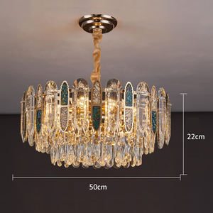 Lustre moderne de luxe en cristal K9 pour salle à manger et chambre à coucher, ampoules LED E14 incluses, luminaire plaqué or à intensité variable - Product Image 6