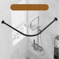 Tringle de douche incurvée en acier inoxydable, style minimaliste moderne, en forme d'éventail. Assistance en ligne pour les salles de bain.
