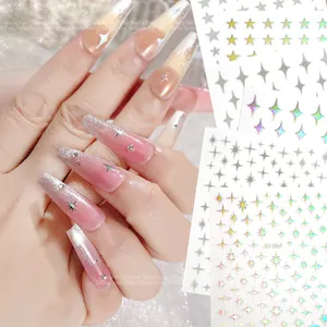 New Aurora Nail Decal Laser Star Awn Five Stars Nail Sticker Hot Sale 3D Adhesive Holographic Nail Decal