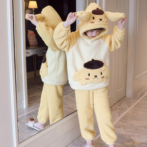 Nuovo <span class=keywords><strong>pigiama</strong></span> <span class=keywords><strong>invernale</strong></span> per bambini in pile di corallo da ragazza con cappuccio elastico in vita cartone animato traspirante e caldo vestito da casa - Product Image 6