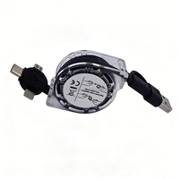 Cable de Carga Rápida Portátil con Logotipo Personalizado, Cable de Sincronización de Datos Multi Interfaz 4 en 1 con Retráctil