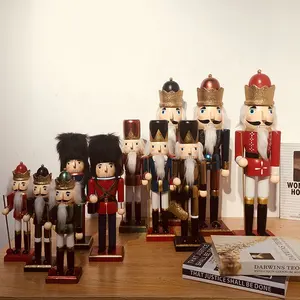 クリスマスの装飾品装飾的な赤いくるみ割り人形のおもちゃの兵士木製の手描きのクリスマス伝統的なドイツのくるみ割り人形、スパンコール