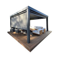 Pergola à lames orientables de luxe en alliage d'aluminium, résistante au vent et à l'eau, idéale pour jardin, balcon et piscine