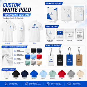 Camiseta Polo de Rendimiento con Logotipo Personalizado, 13% Spandex, para Hombre, Elástica en 4 Direcciones, Secado Rápido, Uniforme de Golf, Venta al Por Mayor, Tallas S-4XL, Blanca - Product Image 5