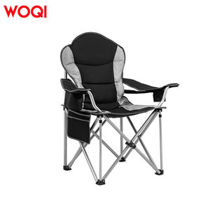 เก้าอี้พับ Woqi อลูมิเนียมอัลลอยด์แบบพกพาสำหรับตกปลาพร้อมที่วางแขนและที่วางแก้ว สีดำ 56x56x108 ซม. - Product Image 1