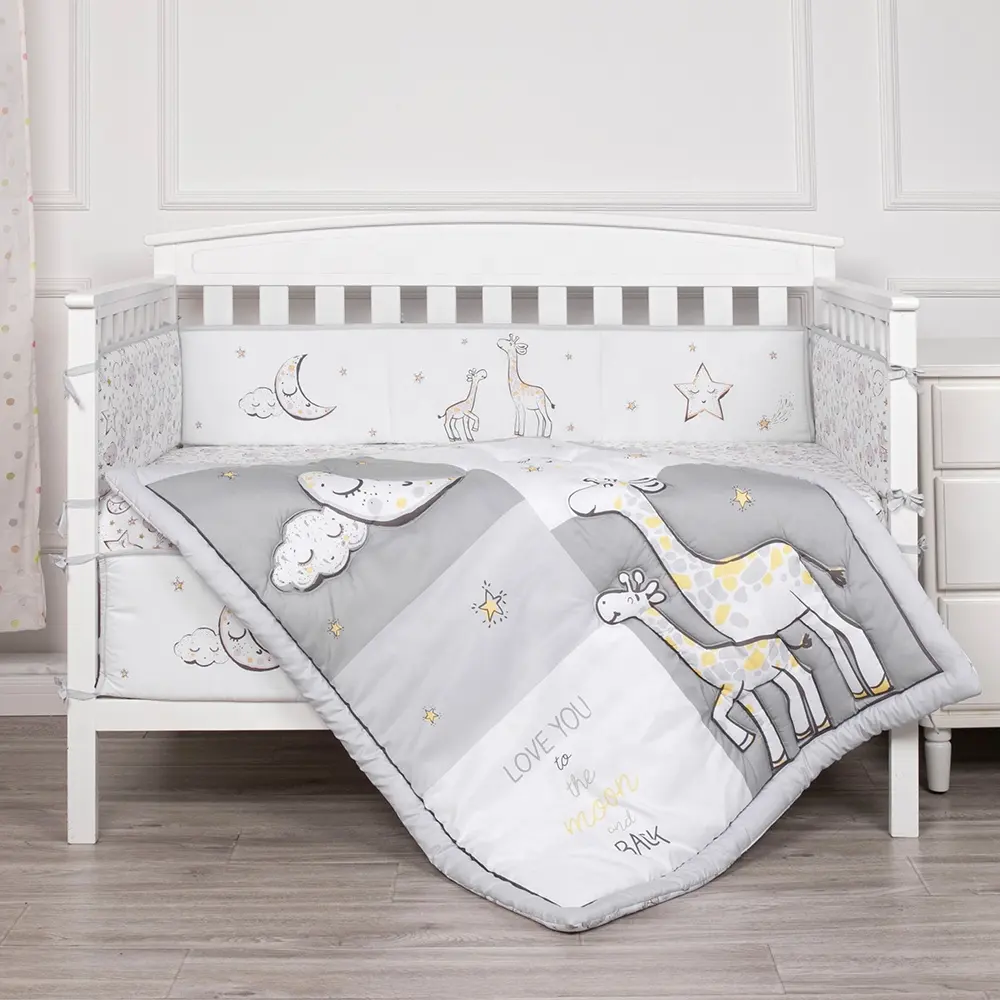 Cartoon Animal Deer Design Baby Cot Bedding Crib Bed Linen Comforter Sheet Set Crib Bedding
