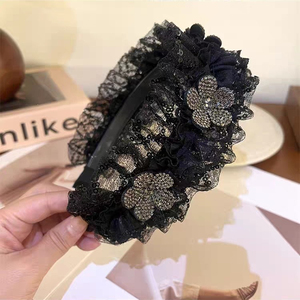 Diadema de Encaje Negro con Flores, Diseño Exclusivo y Popular, Estilo Vintage de Lujo Ligero, Diademas para Mujer, Joyería de Moda - Product Image 4