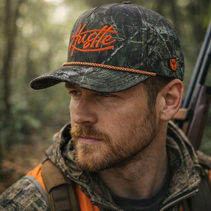 OEM ODM Custom 5 Panel Jungle Camo Waterproof Laser Perforated Baseball Cap Performance Men's Velour Rope Hunting Sporty <b>Hat</b> - Product Image 5