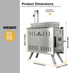 Poêle de camping INBESTCAMP en acier, multi-combustibles, pliable, coupe-vent, pour tente, sauna, style Colorado - Product Image 2