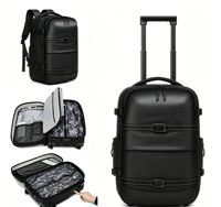 Sac à dos de voyage extensible avec compartiment hermétique pour séparation sec-humide et compartiment à vide intégré