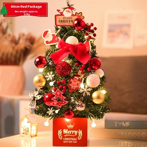 Pohon Natal Artifisial Mini Ramah Lingkungan dari PVC Pinus 45cm/60cm 5 Lampu LED Putih Hangat dengan Kabel Dekorasi Pita untuk Penggunaan Dalam Ruangan Gantung - Product Image 4